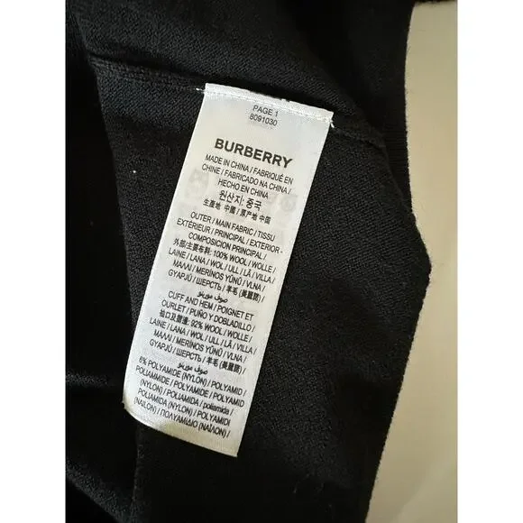 Burberry Dornoch Wool Black Elbow Patch Cardigan Sweater Small 8091030 NWT $860 - Picture 10 of 10